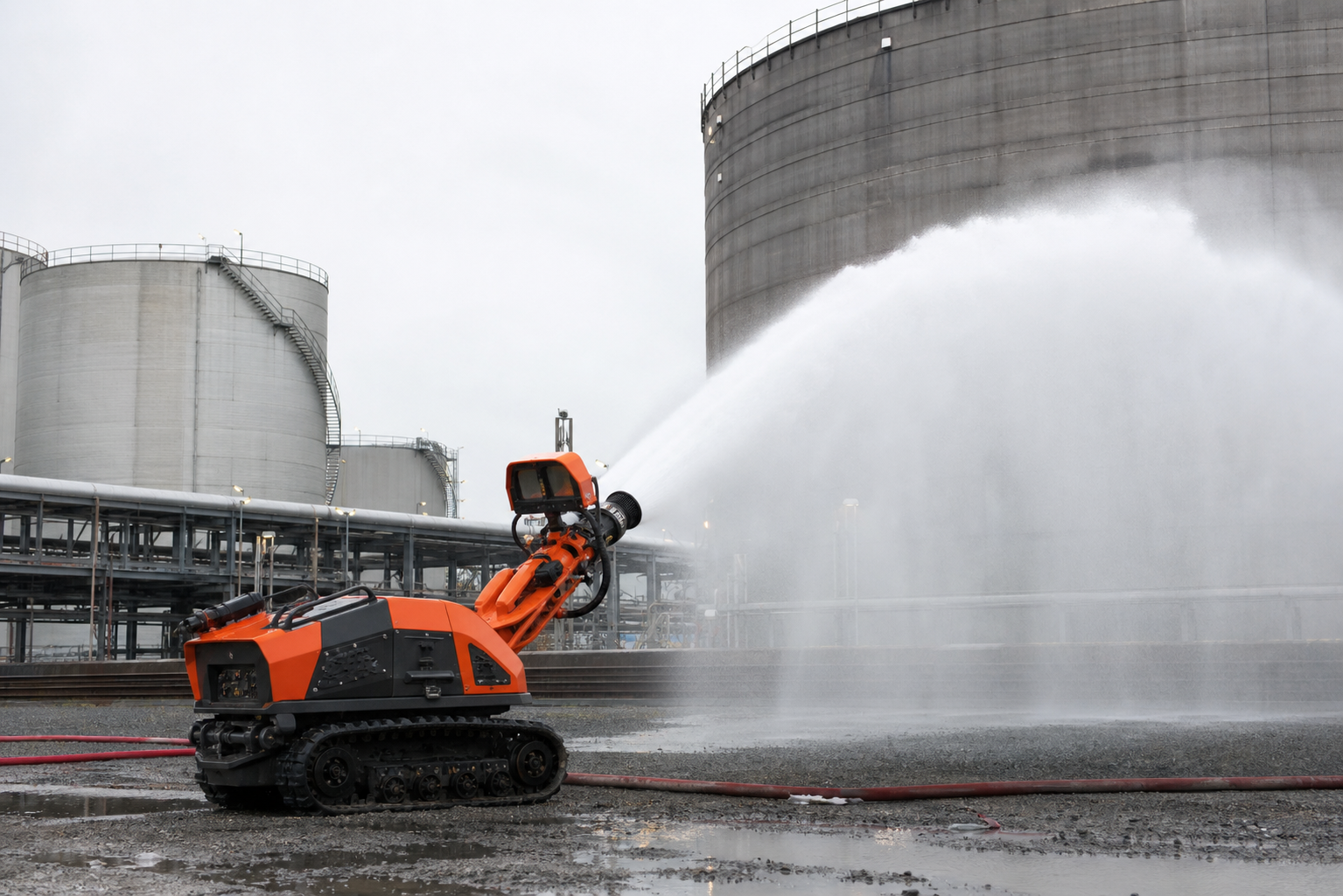 Robot responding to industrial fire