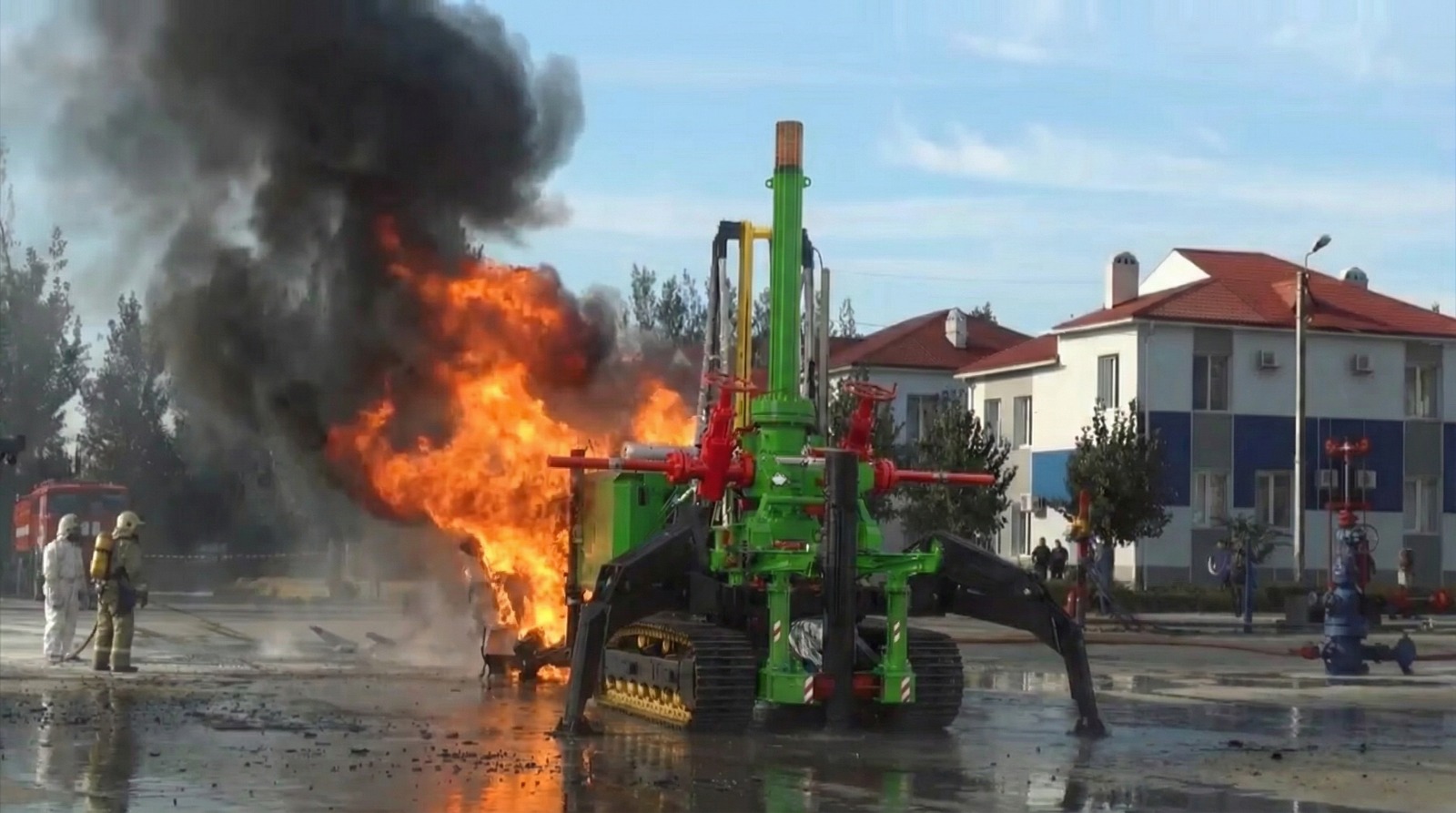 Robot field test near an open fire